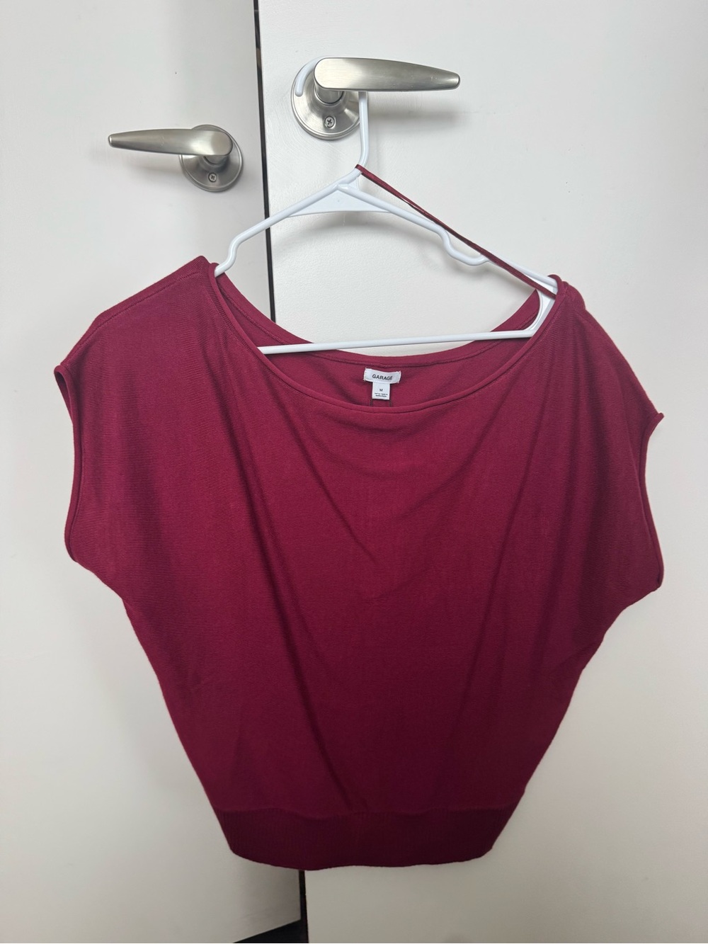 Garage Women's Draped Short Sleeve Top - Burgundy